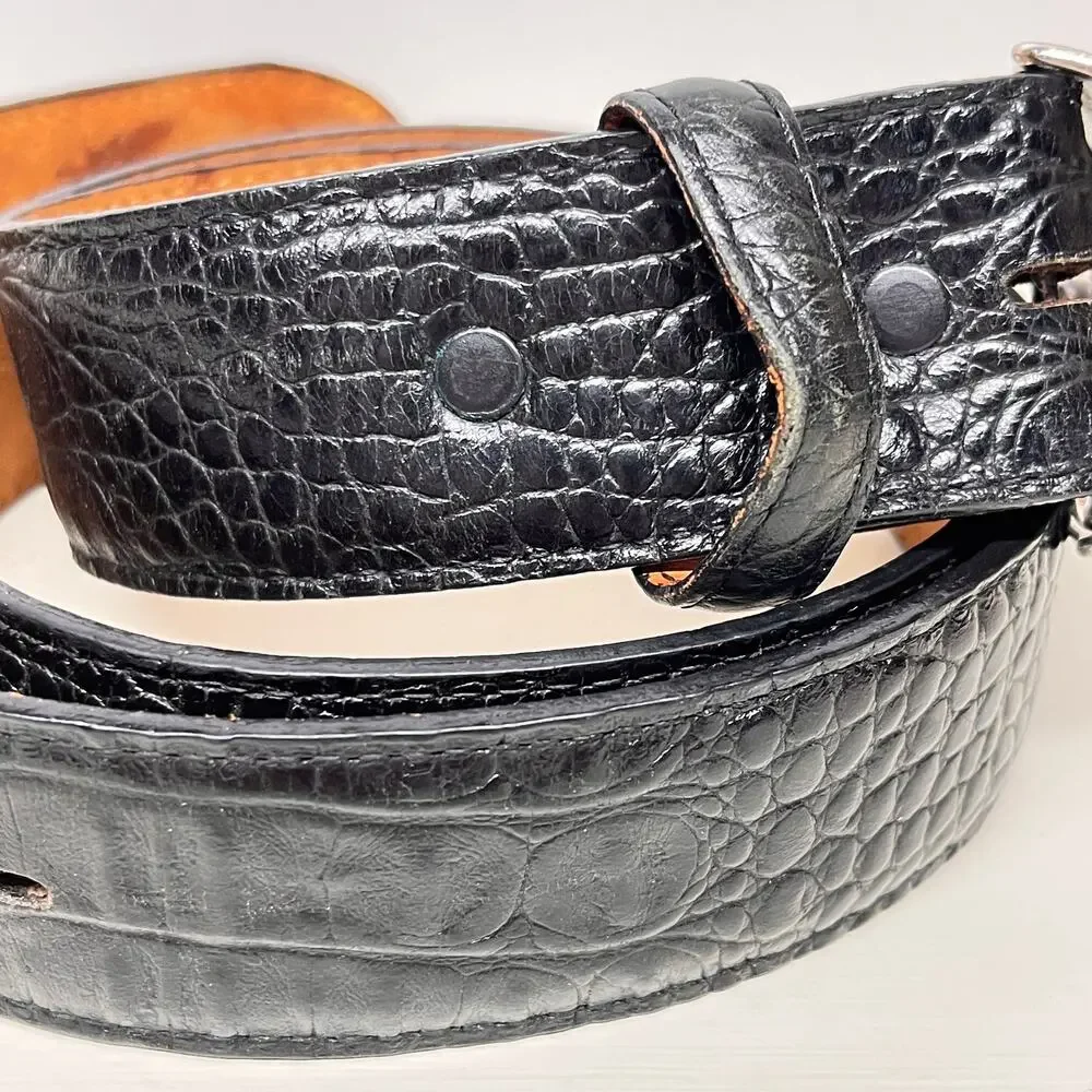 Justin Westernware Croc Embossed Top Grain Cow Hide Men's Belt Size 36
